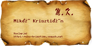 Mikó Krisztián névjegykártya